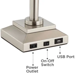 360 Lighting Camber Modern Desk Table Lamp 29" Tall Brushed Steel With USB And AC Power Outlet In Base Swing Arm Linen Shade For Bedroom Living Room 11 360 Lighting Camber Modern Desk Table Lamp 29" Tall Brushed Steel With USB And AC Power Outlet In Base Swing Arm Linen Shade For Bedroom Living Room -360 Lighting GUEST 8f59b3c7 660c 49ce 909b ee22c903e5b8