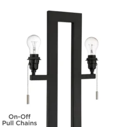 360 Lighting Neil Modern Rustic Table Lamp 26" High Black Metal With USB Charging Port White Rectangular Shade For Bedroom Living Room Bedside Desk -360 Lighting GUEST 8f7f6180 8c8f 438a a463 458dc800aad7