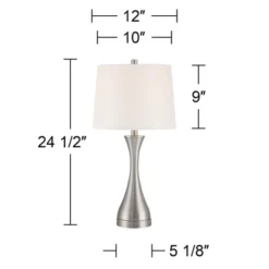 360 Lighting Koncave 24 1/2" High Modern Table Lamps Set Of 2 Silver Brushed Nickel Finish Metal White Shade Living Room Bedroom Bedside Nightstand 9 360 Lighting Koncave 24 1/2" High Modern Table Lamps Set Of 2 Silver Brushed Nickel Finish Metal White Shade Living Room Bedroom Bedside Nightstand -360 Lighting GUEST 91f70061 48c8 48e2 b359 0a924b2e3a56