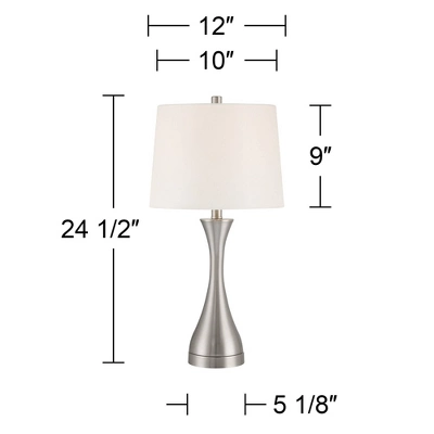 360 Lighting Koncave 24 1/2" High Modern Table Lamps Set Of 2 Silver Brushed Nickel Finish Metal White Shade Living Room Bedroom Bedside Nightstand 3 360 Lighting Koncave 24 1/2" High Modern Table Lamps Set Of 2 Silver Brushed Nickel Finish Metal White Shade Living Room Bedroom Bedside Nightstand - Image 3