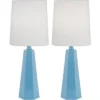 360 Lighting Dana 20" High Small Geometric Modern Coastal Accent Table Lamps Set Of 2 Blue Metal White Shade Living Room Bedroom Bedside Nightstand
