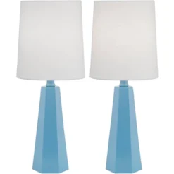 360 Lighting Dana 20" High Small Geometric Modern Coastal Accent Table Lamps Set Of 2 Blue Metal White Shade Living Room Bedroom Bedside Nightstand