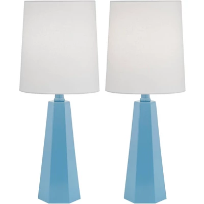 360 Lighting Dana 20" High Small Geometric Modern Coastal Accent Table Lamps Set Of 2 Blue Metal White Shade Living Room Bedroom Bedside Nightstand 1 360 Lighting Dana 20" High Small Geometric Modern Coastal Accent Table Lamps Set Of 2 Blue Metal White Shade Living Room Bedroom Bedside Nightstand