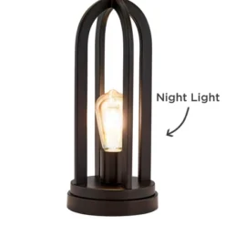 360 Lighting Marcel Industrial Table Lamps 24 1/4" High Set Of 2 Black Metal With USB Port LED Nightlight Peanut Shade For Bedroom Living Room Desk -360 Lighting GUEST 939f96df 1631 4b7a b9ae a792383a37c5