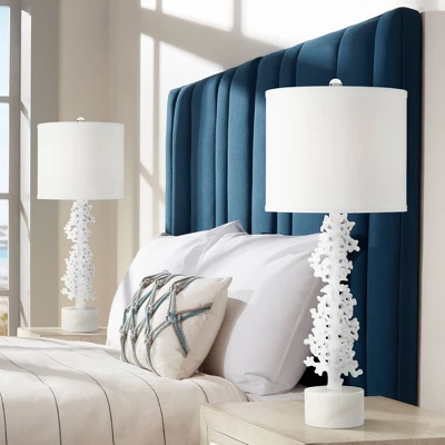 360 Lighting Avery 29 1/2" Tall Faux Coral Modern Coastal End Table Lamps Set Of 2 White Living Room Bedroom Bedside Nightstand House Office 1 360 Lighting Avery 29 1/2" Tall Faux Coral Modern Coastal End Table Lamps Set Of 2 White Living Room Bedroom Bedside Nightstand House Office