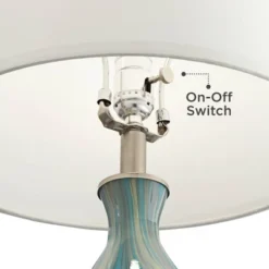 360 Lighting Cirrus Modern Accent Table Lamp 22" High Blue Gray Glazed Art Glass Off White Drum Shade For Bedroom Living Room Bedside Nightstand Kids -360 Lighting GUEST 94c9c231 0ef4 4220 a011 7563b87c3bdf