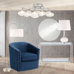 360 Lighting Serrena Modern Accent Table Lamp 23" High White Glass Brushed Nickel Metal With Nightlight Drum Shade For Bedroom Living Room House Home -360 Lighting GUEST 9509894d 9834 4254 97d0 c85cccf24dbe