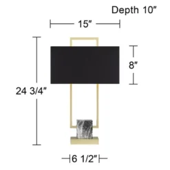 360 Lighting Carl 24 3/4" High Modern Table Lamps Set Of 2 Gold Finish Metal Living Room Bedroom Bedside Nightstand House Kitchen Entryway Black Shade -360 Lighting GUEST 95fa9b11 6069 4ab1 bf0a 82e843cd0e8a