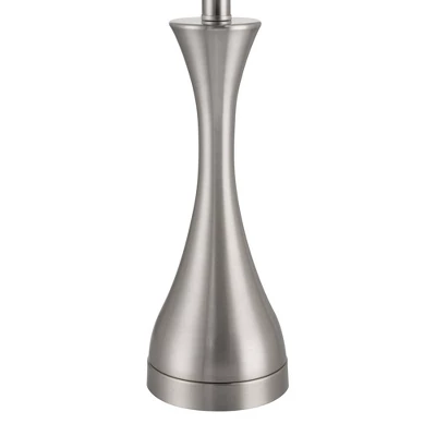 360 Lighting Koncave 24 1/2" High Modern Table Lamps Set Of 2 Silver Brushed Nickel Finish Metal White Shade Living Room Bedroom Bedside Nightstand 4 360 Lighting Koncave 24 1/2" High Modern Table Lamps Set Of 2 Silver Brushed Nickel Finish Metal White Shade Living Room Bedroom Bedside Nightstand - Image 4