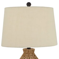 360 Lighting San Carlos Modern Coastal Table Lamp 29" Tall Natural Rattan Wicker Oatmeal Fabric Drum Shade For Bedroom Living Room Bedside Nightstand -360 Lighting GUEST 96f69b6c ac13 4aaf 956f c047055a81ea