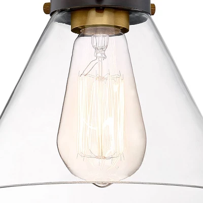 360 Lighting Burke Industrial Modern Wall Light Sconce Dark Bronze Brass Hardwire 7 1/4" Fixture LED Clear Glass For Bedroom Bathroom Living Room 2 360 Lighting Burke Industrial Modern Wall Light Sconce Dark Bronze Brass Hardwire 7 1/4" Fixture LED Clear Glass For Bedroom Bathroom Living Room - Image 2