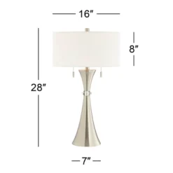 360 Lighting Rachel Art Deco Style Table Lamps 28" Tall Set Of 2 Column Silver Metal With Table Top Dimmers White Drum For Bedroom Living Room Bedside -360 Lighting GUEST 9837974a c899 4808 9ffb 8a96f3c4e2c4