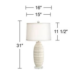 360 Lighting Cullen 31" Tall Large Modern Coastal End Table Lamp Beige Almond Ceramic Single White Shade Living Room Bedroom Bedside Nightstand House -360 Lighting GUEST 9dc2e3aa 6744 4221 9b88 365f49d8e9ba