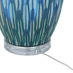 360 Lighting Selena Modern Table Lamp 28 1/2" Tall Green Blue Glaze Ceramic Oatmeal Fabric Drum Shade For Bedroom Living Room Bedside Nightstand Kids -360 Lighting GUEST 9e6d110e c5f6 4f22 8e10 1c983d515626