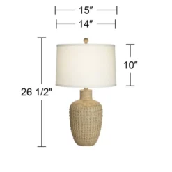 360 Lighting Delon 26 1/2" Tall Jar Farmhouse Rustic Country Cottage Table Lamp Brown Beige Terra Cotta Finish Single White Shade Living Room Bedroom -360 Lighting GUEST 9e999692 aca1 407b b41f a8c33f61c1fe