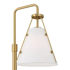 360 Lighting Brynn 25 1/2" High Industrial Desk Lamp Dual USB Port Gold Brass Finish Metal Single White Cone Shade Home Office Living Room Charging -360 Lighting GUEST 9ea3984c c390 4ab9 b5c2 5b76f272790e