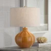 360 Lighting Gordy 21" High Small Mid Century Modern Country Cottage Accent Table Lamp Spice Brown Finish Ceramic Single Living Room Bedroom