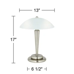 360 Lighting Deco Modern Accent Table Lamp 17" High Brushed Steel Touch On Off White Glass Dome Shade For Bedroom Bedside Nightstand Office Family -360 Lighting GUEST a14d70b2 4bc8 4819 97eb c87ec392f7f2