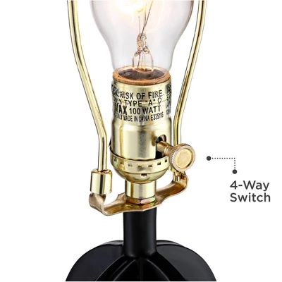 360 Lighting Marcel Industrial Table Lamps 24 1/4" High Set Of 2 Black With USB Port LED Nightlight Burlap Drum Shade For Bedroom Living Room Desk 4 360 Lighting Marcel Industrial Table Lamps 24 1/4" High Set Of 2 Black With USB Port LED Nightlight Burlap Drum Shade For Bedroom Living Room Desk - Image 4