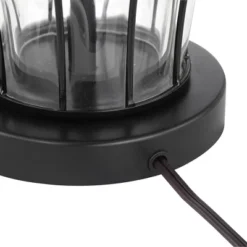 360 Lighting Hudson Rustic Table Lamps 23" High Set Of 2 Dark Bronze Blown Clear Glass Gourd Burlap Fabric Drum Shade For Bedroom Living Room Bedside -360 Lighting GUEST a262e5cb a3fd 47e9 89b7 1e411a37b0f8