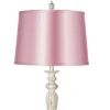 360 Lighting Colonnade Vintage Country 60" Tall Standing Floor Lamp Antique White Finish Living Room Bedroom House Reading Drum Pale Pink Shade