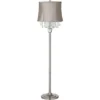 360 Lighting Modern Floor Lamp Standing 62 1/2" Tall Brushed Nickel Silver Crystals Taupe Gray Drum Shade For Living Room Bedroom Office House Home