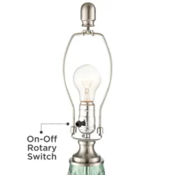 360 Lighting Julia Modern Table Lamp 26 1/2" High Green Glass White Drum Shade For Bedroom Living Room Bedside Nightstand Office Kids Family House -360 Lighting GUEST a6be20f6 c3b1 45ac a643 ffbda47c5dc4