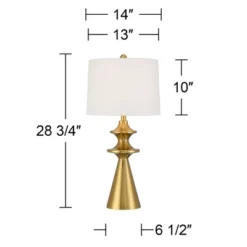360 Lighting Farah 28 3/4" Tall Turned Cone Modern End Table Lamp Gold Finish Metal Single White Shade Living Room Bedroom Bedside Nightstand House -360 Lighting GUEST a7791b18 a53e 4905 8cce 7c4afe71958d