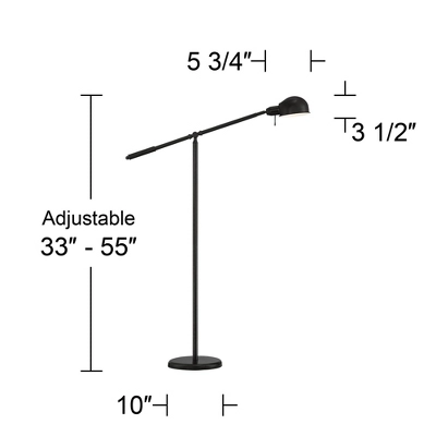 360 Lighting Dawson Traditional Pharmacy Floor Lamp 55" Tall Dark Bronze Metal Adjustable Boom Arm Dome Head For Living Room Reading Bedroom 8 360 Lighting Dawson Traditional Pharmacy Floor Lamp 55" Tall Dark Bronze Metal Adjustable Boom Arm Dome Head For Living Room Reading Bedroom - Image 8