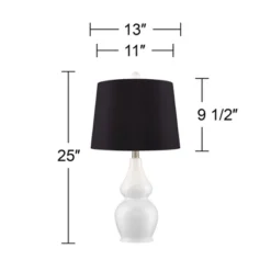 360 Lighting Jane Modern Table Lamps 25" High Set Of 2 White Ceramic Black Faux Silk Drum Shade For Bedroom Living Room Home Bedside Nightstand Office -360 Lighting GUEST a99f2da5 f095 4276 b9ee 4dddb66cec7e