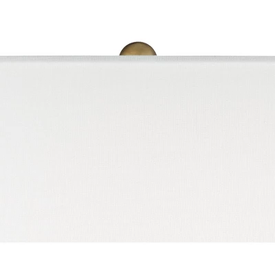 360 Lighting Elka Modern Mid Century Table Lamp 28" Tall Brass Geometric Metal White Drum Shade For Bedroom Living Room Bedside Nightstand Office Home 2 360 Lighting Elka Modern Mid Century Table Lamp 28" Tall Brass Geometric Metal White Drum Shade For Bedroom Living Room Bedside Nightstand Office Home - Image 2