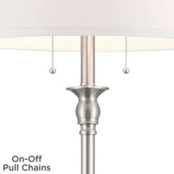 360 Lighting Spenser Transitional 58" Tall Standing Floor Lamp Skinny Pole Pull Chain Silver Metal Brushed Nickel Finish Living Room Bedroom House -360 Lighting GUEST ab88aafb 1c60 4899 8d42 eba31e79fb9d