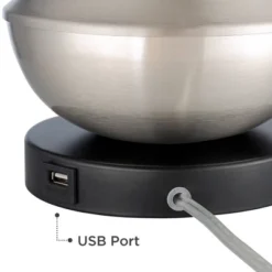 360 Lighting Simon Modern Accent Table Lamps Set Of 2 21" High Silver With USB Charging Port White Glass Dome Shade For Bedroom Living Room House Desk -360 Lighting GUEST ac880428 e392 4a76 93c3 8f3613f1f037