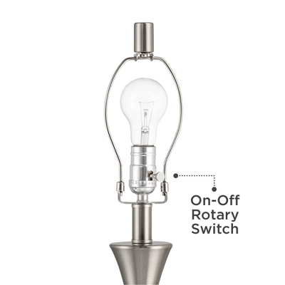 360 Lighting Koncave 24 1/2" High Modern Table Lamps Set Of 2 Silver Brushed Nickel Finish Metal White Shade Living Room Bedroom Bedside Nightstand 6 360 Lighting Koncave 24 1/2" High Modern Table Lamps Set Of 2 Silver Brushed Nickel Finish Metal White Shade Living Room Bedroom Bedside Nightstand - Image 6