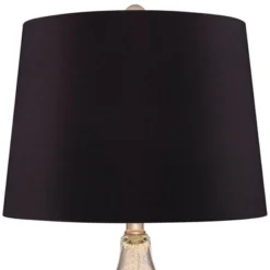 360 Lighting Castine Modern Accent Table Lamps 22" High Set Of 2 Mercury Glass With USB Charging Port Black Faux Silk Shade For Bedroom Bedside Desk -360 Lighting GUEST aea15a16 479c 499b 9943 2a59055ce137