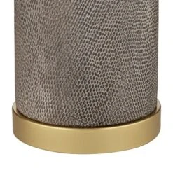 360 Lighting Gilson Modern Table Lamps 24 1/2" High Set Of 2 Gray Glaze Ceramic White Drum Shade For Bedroom Living Room Bedside Nightstand Office -360 Lighting GUEST b076931b ed4e 4186 b01f c07a192f2809