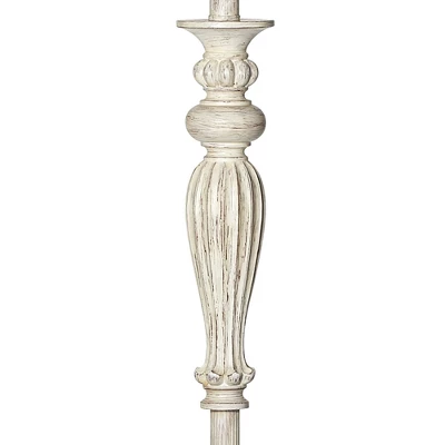 360 Lighting Vintage Chic Floor Lamp 60" Tall Antique White Washed Ivory Brocade Fabric Bell Shade For Living Room Reading Bedroom Office 4 360 Lighting Vintage Chic Floor Lamp 60" Tall Antique White Washed Ivory Brocade Fabric Bell Shade For Living Room Reading Bedroom Office - Image 4