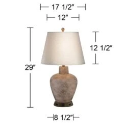 360 Lighting Southwestern Table Lamp With USB And AC Power Outlet Workstation Charging Base 29" Tall Brown Hammered Pot Living Room Bedroom -360 Lighting GUEST b2750a2b c9f5 496c 833e 3d60d421d441