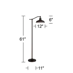 360 Lighting Kayne Rustic Farmhouse Floor Lamp Standing 61" Tall Satin Bronze Metal Downbridge Shade For Living Room Reading Bedroom Office House Home -360 Lighting GUEST b2fa0ce1 d747 4f04 81fc 138ff7fd7fc4