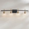 360 Lighting Duka 36 1/4" Wide 4-Light Black And Gold Bath Light