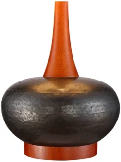 360 Lighting Andi Modern Mid Century Table Lamps 24 1/2" High Set Of 2 Hammered Brown Ceramic Red Oak Off White Shade For Bedroom Living Room Desk -360 Lighting GUEST b433cd5a d86d 4ac9 bdfc 430a8ba38f63