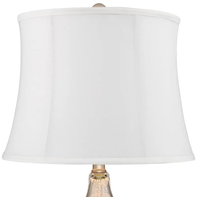 360 Lighting Castine Modern Accent Table Lamps 22" High Set Of 2 Mercury Glass With USB Charging Port White Softback Shade For Living Room House Desk 3 360 Lighting Castine Modern Accent Table Lamps 22" High Set Of 2 Mercury Glass With USB Charging Port White Softback Shade For Living Room House Desk - Image 3