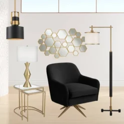 360 Lighting Elka Modern Mid Century Table Lamp 28" Tall Brass Geometric Metal White Drum Shade For Bedroom Living Room Bedside Nightstand Office Home 15 360 Lighting Elka Modern Mid Century Table Lamp 28" Tall Brass Geometric Metal White Drum Shade For Bedroom Living Room Bedside Nightstand Office Home -360 Lighting GUEST b4fc2450 35ac 41d8 8ec8 ab274cc2be21