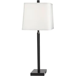 360 Lighting Cole Modern Table Lamps 27" Tall Set Of 2 Black Metal With USB Charging Ports White Rectangular Shade For Bedroom Living Room Bedside -360 Lighting GUEST b5665898 3541 43a5 8e8b 387d99d955f3