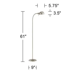 360 Lighting Modern Task Floor Lamp With USB Charging Port 61" Tall Satin Nickel Adjustable Gooseneck Arm For Living Room Reading -360 Lighting GUEST b816dd9a 5ee9 41ca b5c7 d5cc39357a9e