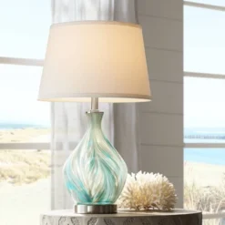360 Lighting Cirrus 22" High Vase Small Modern Accent Table Lamps Set Of 2 Blue Gray Handcrafted Art Glass Living Room Bedroom (Colors May Vary) -360 Lighting GUEST b8da8a53 6cc2 403f 897b cf296f482ad8