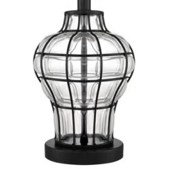 360 Lighting Hudson Rustic Table Lamps 23" High Set Of 2 Dark Bronze Blown Clear Glass Gourd Burlap Fabric Drum Shade For Bedroom Living Room Bedside -360 Lighting GUEST b9513494 d282 4137 a1b8 04b156b2c8a1