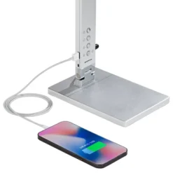 360 Lighting Jett Modern Desk Lamp 16 1/2" High Silver With USB Port And Nightlight LED Dimmer Touch On Off For Bedroom Bedside Nightstand Family Home -360 Lighting GUEST b98e5965 67aa 48d5 b6e1 56cbc8d01f16