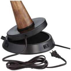 360 Lighting Bentley Rustic Farmhouse Table Lamp 29" Tall Brown Leaf With Dimmable USB Workstation Base Off White Empire Shade For Bedroom Living Room -360 Lighting GUEST ba5c7d8f b444 47ac 83c1 a8955eb83f24