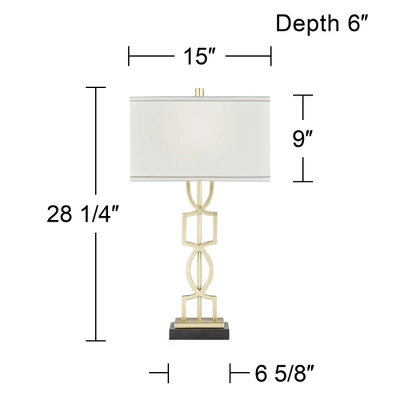 360 Lighting Modern Table Lamps 28 1/4" Tall Set Of 2 Gold Metal White Rectangular Shade For Living Room Bedroom House Bedside 3 360 Lighting Modern Table Lamps 28 1/4" Tall Set Of 2 Gold Metal White Rectangular Shade For Living Room Bedroom House Bedside - Image 3